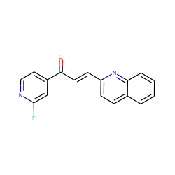 O=C(/C=C/c1ccc2ccccc2n1)c1ccnc(F)c1 ZINC000203717818