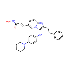 O=C(/C=C/c1ccc2nc(CCc3ccccc3)c(Nc3ccc(N4CCCCC4)cc3)n2c1)NO ZINC000136773069