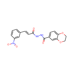 O=C(/C=C/c1cccc([N+](=O)[O-])c1)NNC(=O)c1ccc2c(c1)OCCO2 ZINC000011006063