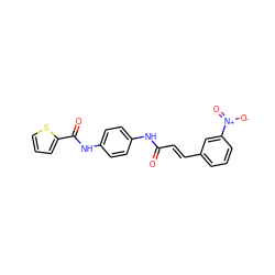 O=C(/C=C/c1cccc([N+](=O)[O-])c1)Nc1ccc(NC(=O)c2cccs2)cc1 ZINC000001176874