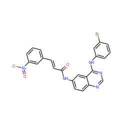 O=C(/C=C/c1cccc([N+](=O)[O-])c1)Nc1ccc2ncnc(Nc3cccc(Br)c3)c2c1 ZINC000072105971