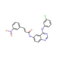 O=C(/C=C/c1cccc([N+](=O)[O-])c1)Nc1ccc2ncnc(Nc3cccc(Cl)c3)c2c1 ZINC000072107036