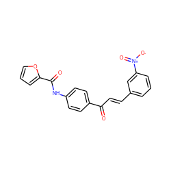 O=C(/C=C/c1cccc([N+](=O)[O-])c1)c1ccc(NC(=O)c2ccco2)cc1 ZINC000004016499