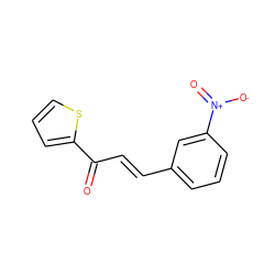 O=C(/C=C/c1cccc([N+](=O)[O-])c1)c1cccs1 ZINC000004839150