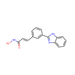 O=C(/C=C/c1cccc(-c2nc3ccccc3[nH]2)c1)NO ZINC000003818750