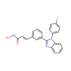 O=C(/C=C/c1cccc(-c2nc3ccccc3n2-c2ccc(Cl)cc2)c1)NO ZINC000038625735