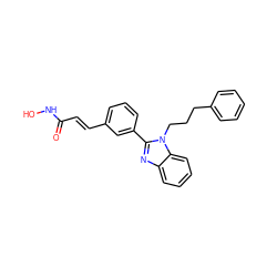 O=C(/C=C/c1cccc(-c2nc3ccccc3n2CCCc2ccccc2)c1)NO ZINC000049088860