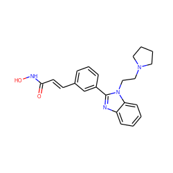 O=C(/C=C/c1cccc(-c2nc3ccccc3n2CCN2CCCC2)c1)NO ZINC000049089512