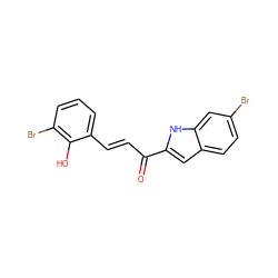 O=C(/C=C/c1cccc(Br)c1O)c1cc2ccc(Br)cc2[nH]1 ZINC001772600996