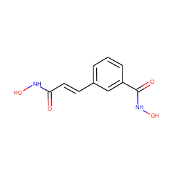 O=C(/C=C/c1cccc(C(=O)NO)c1)NO ZINC000003871912