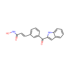 O=C(/C=C/c1cccc(C(=O)c2cc3ccccc3[nH]2)c1)NO ZINC000028713145