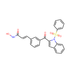 O=C(/C=C/c1cccc(C(=O)c2cc3ccccc3n2S(=O)(=O)c2ccccc2)c1)NO ZINC000028713110