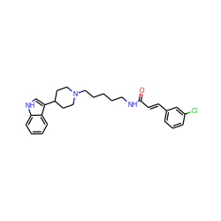 O=C(/C=C/c1cccc(Cl)c1)NCCCCCN1CCC(c2c[nH]c3ccccc23)CC1 ZINC000029483432