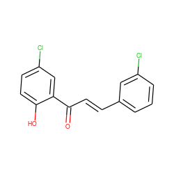 O=C(/C=C/c1cccc(Cl)c1)c1cc(Cl)ccc1O ZINC000103279114