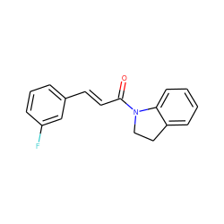 O=C(/C=C/c1cccc(F)c1)N1CCc2ccccc21 ZINC000000107844