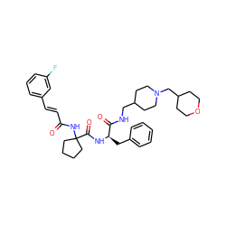 O=C(/C=C/c1cccc(F)c1)NC1(C(=O)N[C@H](Cc2ccccc2)C(=O)NCC2CCN(CC3CCOCC3)CC2)CCCC1 ZINC000044305984