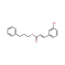 O=C(/C=C/c1cccc(O)c1)OCCCc1ccccc1 ZINC000073224440