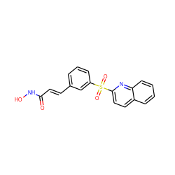 O=C(/C=C/c1cccc(S(=O)(=O)c2ccc3ccccc3n2)c1)NO ZINC001772636603