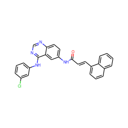 O=C(/C=C/c1cccc2ccccc12)Nc1ccc2ncnc(Nc3cccc(Cl)c3)c2c1 ZINC000072107130