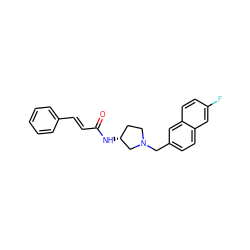 O=C(/C=C/c1ccccc1)N[C@@H]1CCN(Cc2ccc3cc(F)ccc3c2)C1 ZINC000043076568