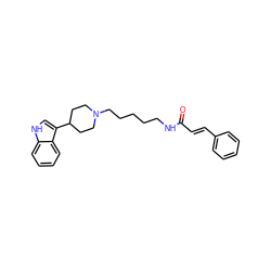 O=C(/C=C/c1ccccc1)NCCCCCN1CCC(c2c[nH]c3ccccc23)CC1 ZINC000029482255