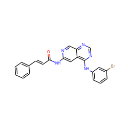 O=C(/C=C/c1ccccc1)Nc1cc2c(Nc3cccc(Br)c3)ncnc2cn1 ZINC000013861821