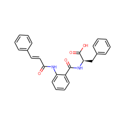 O=C(/C=C/c1ccccc1)Nc1ccccc1C(=O)N[C@H](Cc1ccccc1)C(=O)O ZINC000013589850