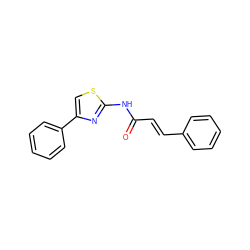 O=C(/C=C/c1ccccc1)Nc1nc(-c2ccccc2)cs1 ZINC000000060264