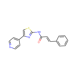 O=C(/C=C/c1ccccc1)Nc1nc(-c2ccncc2)cs1 ZINC000004063218