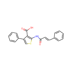 O=C(/C=C/c1ccccc1)Nc1scc(-c2ccccc2)c1C(=O)O ZINC000000552107