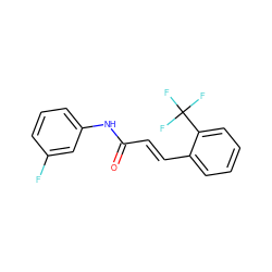 O=C(/C=C/c1ccccc1C(F)(F)F)Nc1cccc(F)c1 ZINC000473137627