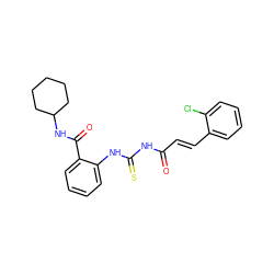 O=C(/C=C/c1ccccc1Cl)NC(=S)Nc1ccccc1C(=O)NC1CCCCC1 ZINC000002136667