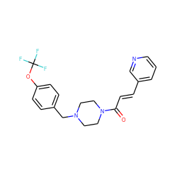 O=C(/C=C/c1cccnc1)N1CCN(Cc2ccc(OC(F)(F)F)cc2)CC1 ZINC000030480470