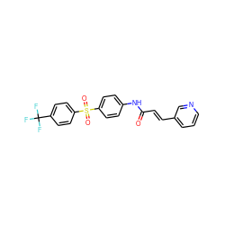 O=C(/C=C/c1cccnc1)Nc1ccc(S(=O)(=O)c2ccc(C(F)(F)F)cc2)cc1 ZINC000142265916