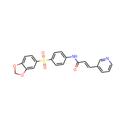 O=C(/C=C/c1cccnc1)Nc1ccc(S(=O)(=O)c2ccc3c(c2)OCO3)cc1 ZINC000225940663