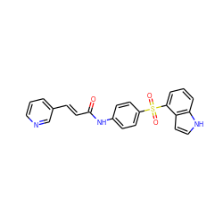 O=C(/C=C/c1cccnc1)Nc1ccc(S(=O)(=O)c2cccc3[nH]ccc23)cc1 ZINC000225942118