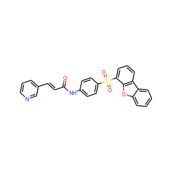 O=C(/C=C/c1cccnc1)Nc1ccc(S(=O)(=O)c2cccc3c2oc2ccccc23)cc1 ZINC000205355630