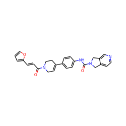 O=C(/C=C/c1ccco1)N1CC=C(c2ccc(NC(=O)N3Cc4ccncc4C3)cc2)CC1 ZINC000166286157