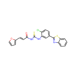 O=C(/C=C/c1ccco1)NC(=S)Nc1cc(-c2nc3ccccc3s2)ccc1Cl ZINC000001182670