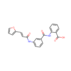 O=C(/C=C/c1ccco1)Nc1cccc(C(=O)Nc2ccccc2C(=O)O)c1 ZINC000002154287