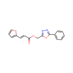 O=C(/C=C/c1ccco1)OCc1nnc(-c2ccccc2)o1 ZINC000003261227