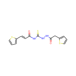 O=C(/C=C/c1cccs1)NC(=S)NNC(=O)Cc1cccs1 ZINC000002316586