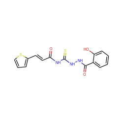 O=C(/C=C/c1cccs1)NC(=S)NNC(=O)c1ccccc1O ZINC000004950591