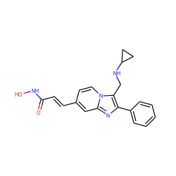 O=C(/C=C/c1ccn2c(CNC3CC3)c(-c3ccccc3)nc2c1)NO ZINC000136866967