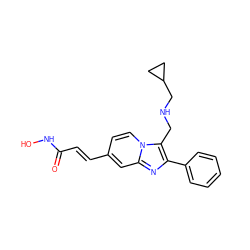 O=C(/C=C/c1ccn2c(CNCC3CC3)c(-c3ccccc3)nc2c1)NO ZINC000136866924