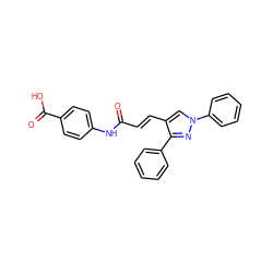 O=C(/C=C/c1cn(-c2ccccc2)nc1-c1ccccc1)Nc1ccc(C(=O)O)cc1 ZINC000003243211