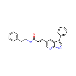 O=C(/C=C/c1cnc2[nH]cc(-c3ccccc3)c2c1)NCCc1ccccc1 ZINC001772615307