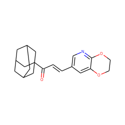 O=C(/C=C/c1cnc2c(c1)OCCO2)C12CC3CC(CC(C3)C1)C2 ZINC000043020689