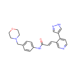 O=C(/C=C/c1cnccc1-c1cn[nH]c1)Nc1ccc(CN2CCOCC2)cc1 ZINC001772604070