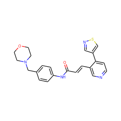 O=C(/C=C/c1cnccc1-c1cnsc1)Nc1ccc(CN2CCOCC2)cc1 ZINC001772577169